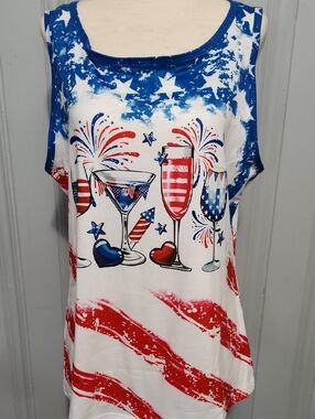 American Red/White/Blue Patriotic Cocktail Tank Top